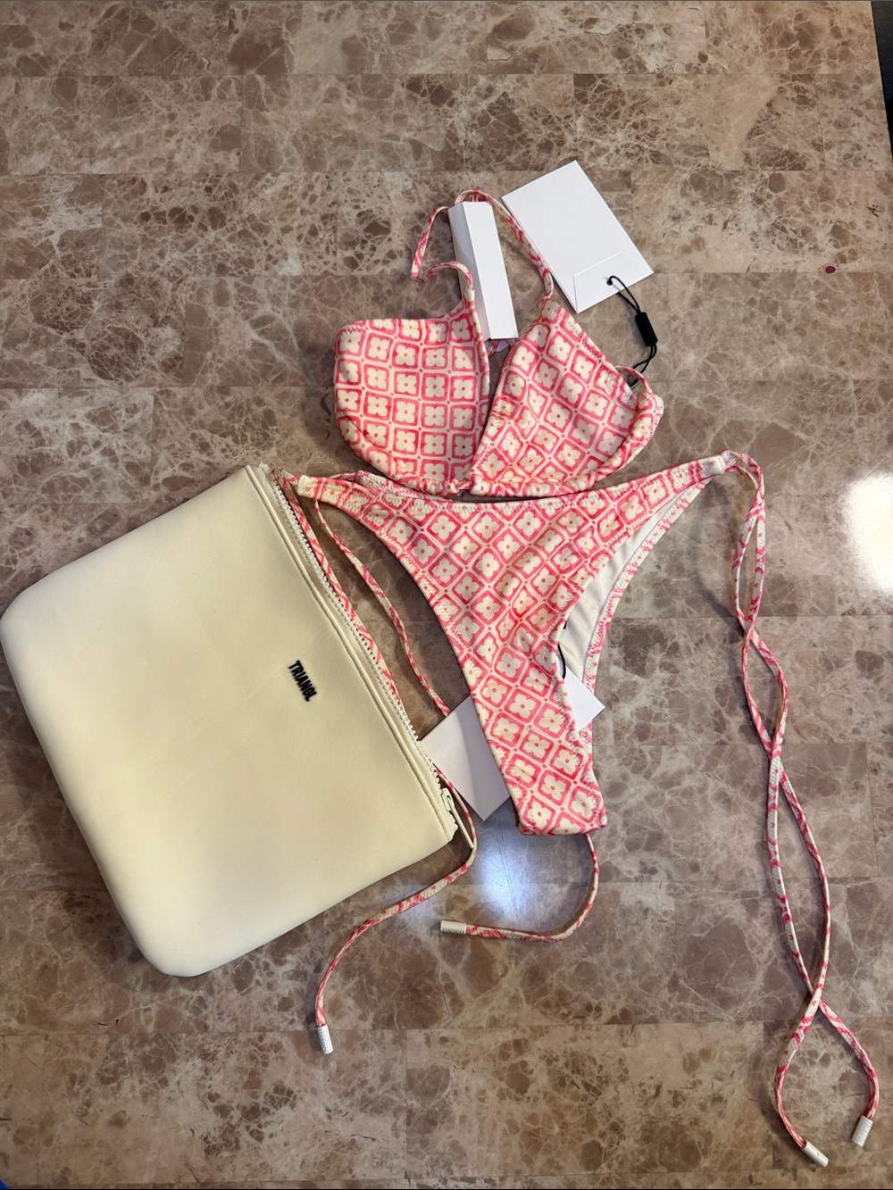 triangl swimwear Pink and White Patterned Bikini Set